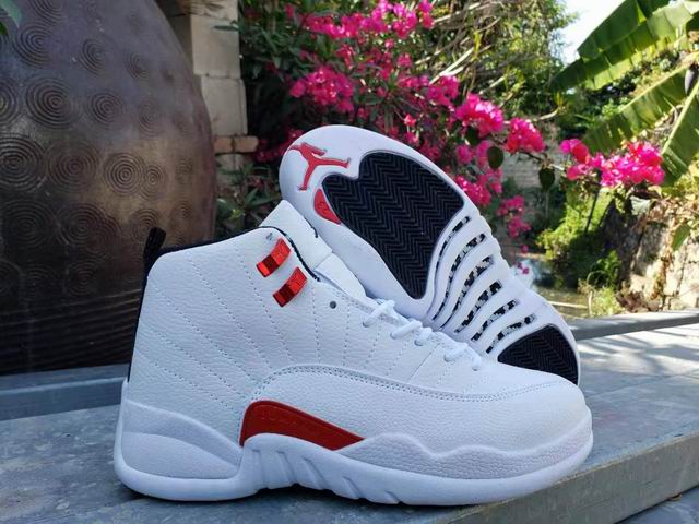 Air Jordan 12 Twist Men's Basketball Shoes White Red-21 - Click Image to Close